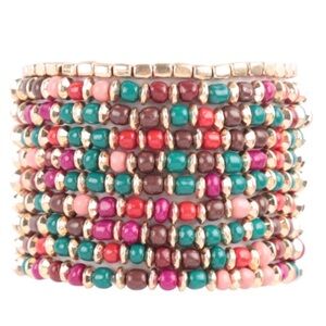 NEW✔️ Colorful Beaded Bracelet Set, Green/Gold/Pink/Etc. *PINK AVAIL SEPARATELY